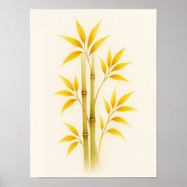 BEAUTIFUL WATERCOLOR BOTANICAL GOLD BAMBOO ART POSTER