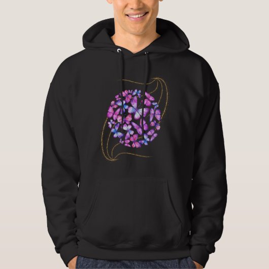 Beautiful Watercolor Butterflies with Gold Bling Hoodie (Voorkant)