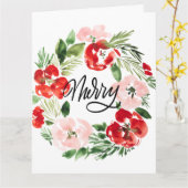 Beautiful Watercolor Christmas wreath Merry Kaart (Gele Bloem)