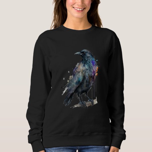 Beautiful Watercolor Crow Portrait Trui (Voorkant)