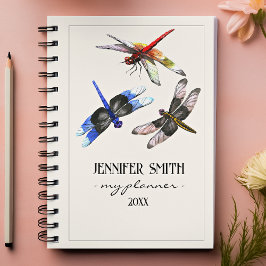 Beautiful Watercolor Dragonflies Colorful Spiral Planner