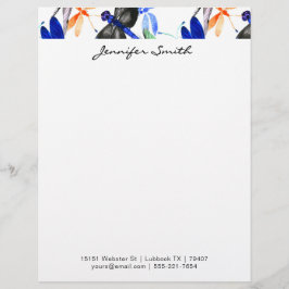 Beautiful Watercolor Dragonfly Pattern Border Briefhoofd