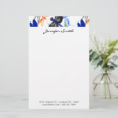 Beautiful Watercolor Dragonfly Pattern Border Briefpapier (Staand voorkant)