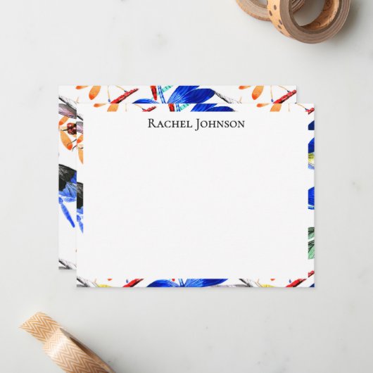 Beautiful Watercolor Dragonfly Pattern Frame Notitiekaartje (Voorkant / Achterkant in situ)