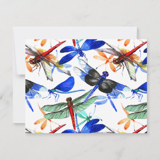 Beautiful Watercolor Dragonfly Pattern Frame Notitiekaartje (Achterkant)