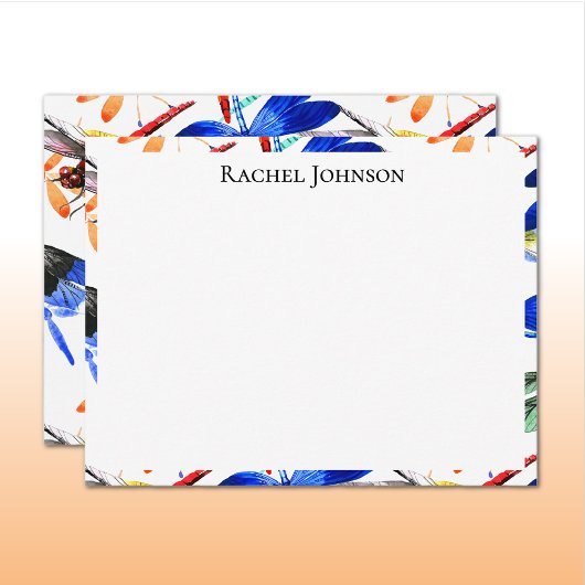 Beautiful Watercolor Dragonfly Pattern Frame Notitiekaartje