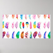 Beautiful Watercolor Feather Collection Poster (Voorkant)