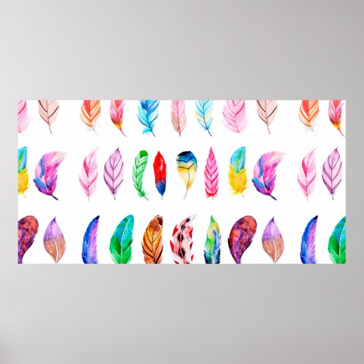Beautiful Watercolor Feather Collection Poster (Voorkant)