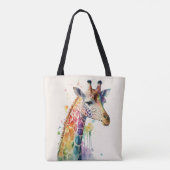 Beautiful Watercolor Giraffe Tote Bag (Achterkant)