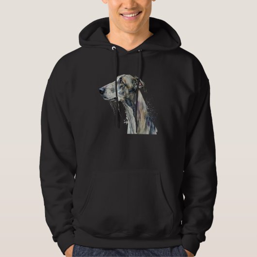 Beautiful Watercolor Greyhound Portrait Hoodie (Voorkant)