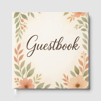 Beautiful Watercolor Guestbook – Peach Roses Gastenboek