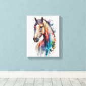 Beautiful Watercolor Horse Wrapped Canvas (Insitu (Houten vloer))
