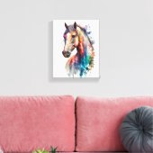 Beautiful Watercolor Horse Wrapped Canvas (Insitu (Woonkamer))