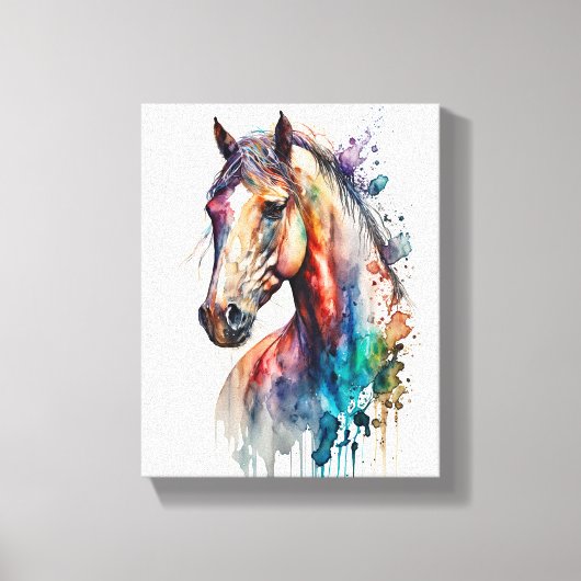 Beautiful Watercolor Horse Wrapped Canvas Afdruk (Voorkant)