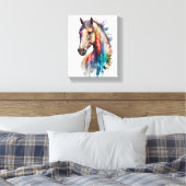 Beautiful Watercolor Horse Wrapped Canvas Afdruk (Insitu (Slaapkamer))