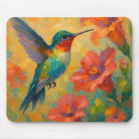 Beautiful Watercolor Hummingbird Mousepad Muismat (Voorkant)