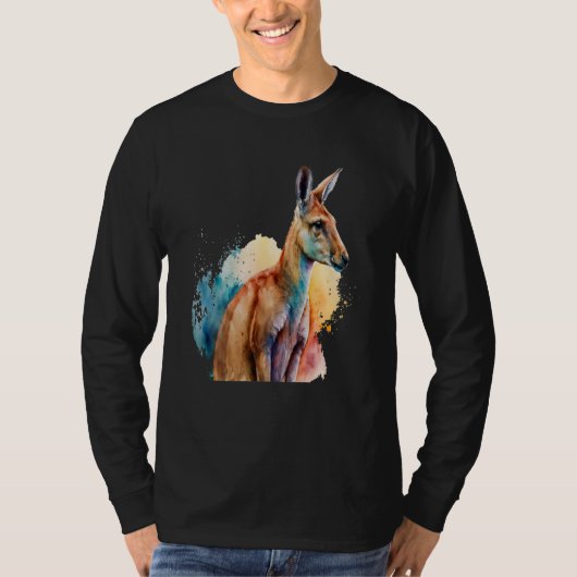 Beautiful Watercolor Kangaroo Portrait T-shirt (Voorkant)