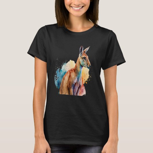 Beautiful Watercolor Kangaroo Portrait T-shirt (Voorkant)