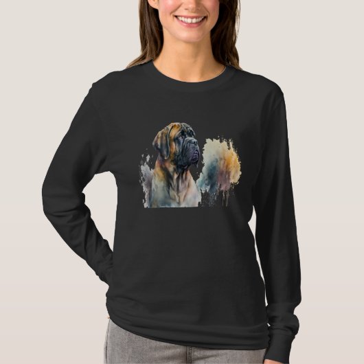 Beautiful Watercolor Mastiff Portrait T-shirt (Voorkant)