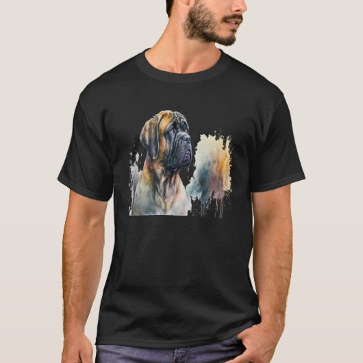 Beautiful Watercolor Mastiff Portrait T-shirt (Voorkant)