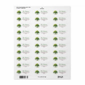Beautiful Watercolor Oak Tree Return Address Etiket (Full Sheet)