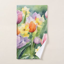 Beautiful watercolor of Tulips Handdoek