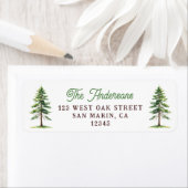 Beautiful Watercolor Pine Tree Return Address Etiket (Insitu)