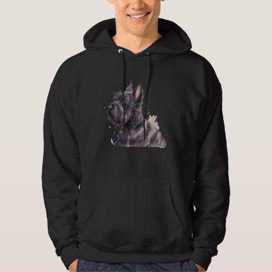Beautiful Watercolor Scottish Terrier Portrait Hoodie (Voorkant)