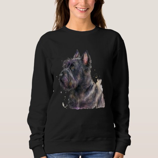 Beautiful Watercolor Scottish Terrier Portrait Trui (Voorkant)