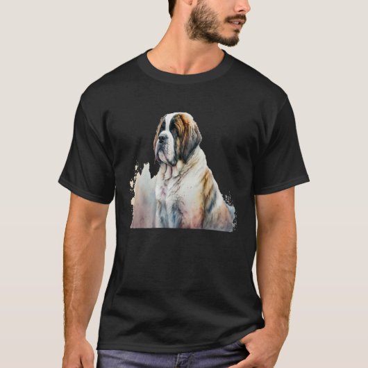 Beautiful Watercolor St Bernard Portrait T-shirt (Voorkant)