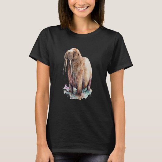 Beautiful Watercolor Walrus Portrait T-shirt (Voorkant)
