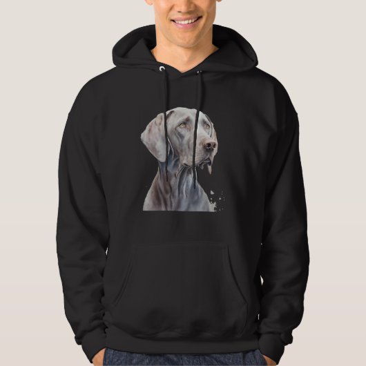 Beautiful Watercolor Weimaraner Portrait Hoodie (Voorkant)