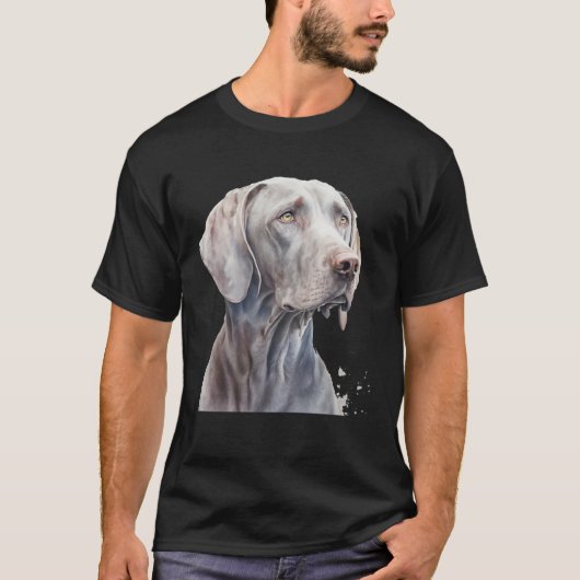 Beautiful Watercolor Weimaraner Portrait T-shirt (Voorkant)