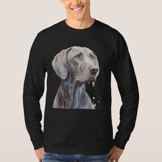 Beautiful Watercolor Weimaraner Portrait T-shirt (Voorkant)