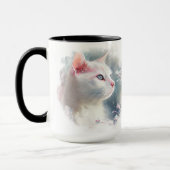 BEAUTIFUL WATERVERF WHITE CAT MET BLAUWE OGEN MOK (Links)