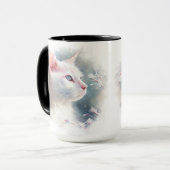 BEAUTIFUL WATERVERF WHITE CAT MET BLAUWE OGEN MOK (Voorkant links)