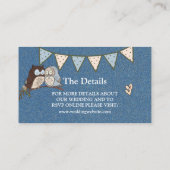 Beautiful Wedding Blue Brown Owl Glitter Detail Informatiekaartje (Achterkant)
