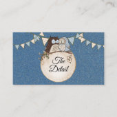 Beautiful Wedding Blue Brown Owl Glitter Detail Informatiekaartje (Voorkant)