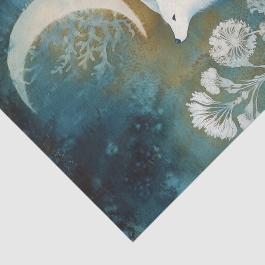 Beautiful White Fox Cyanotype Printing Tissuepapier (Detail)