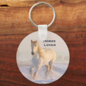 Beautiful White Horse Galloping in the Snow Sleutelhanger (Voorkant)