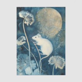Beautiful White Mouse Cyanotype Printing Tissuepapier