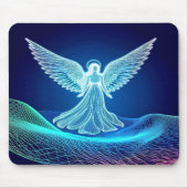 Beautiful White Neon Angel Computer Mousepad Muismat (Voorkant)