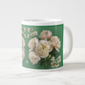 Beautiful White & Pink Peonies Name Monogram Grote Koffiekop (Voorkant rechts)