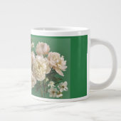 Beautiful White & Pink Peonies Name Monogram Grote Koffiekop (Rechts)