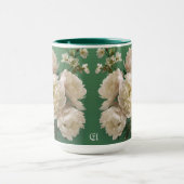 Beautiful White & Pink Peonies Name Monogram Mok (Midden)