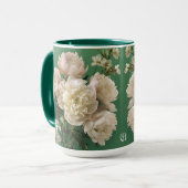 Beautiful White & Pink Peonies Name Monogram Mok (Voorkant links)