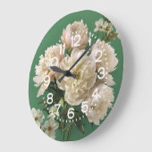 Beautiful White & Pink Peonies On Green Background Grote Klok (Hoek)
