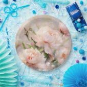 Beautiful White & Pink Peonies On Pink Background Papieren Bordje (Feest)