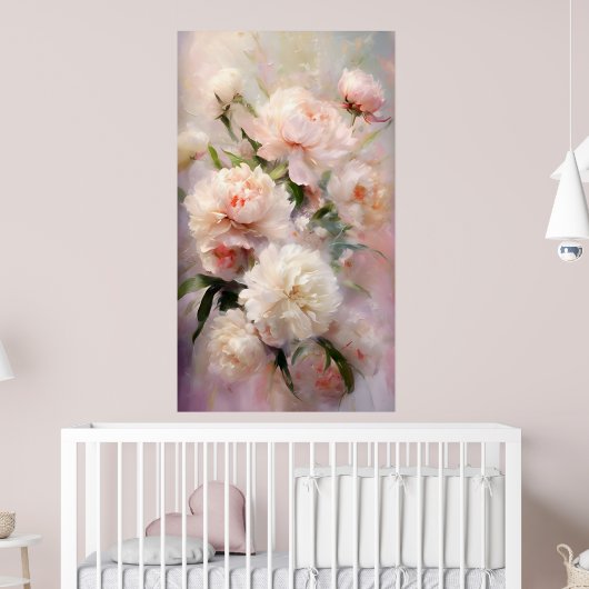 Beautiful White & Pink Peonies On Pink Background Poster (Kinderkamer 2)