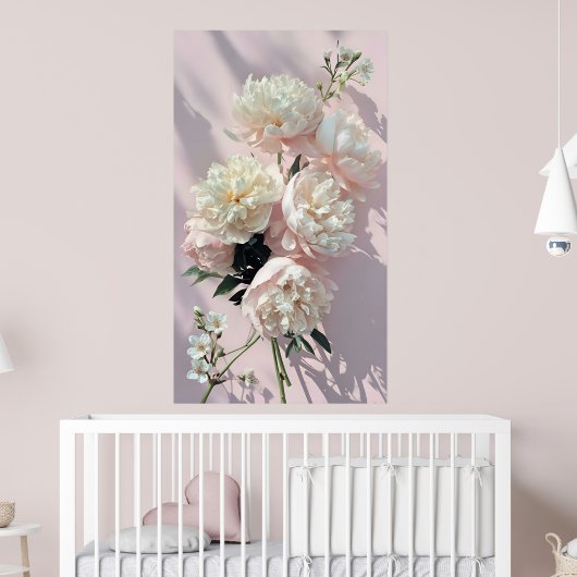 Beautiful White & Pink Peonies On Pink Background Poster (Kinderkamer 2)